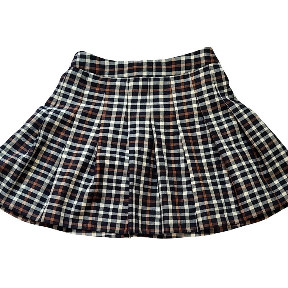 Womens Plaid High Waist Skater Mini Flared Pleated Skirt Short Skirt Size 4